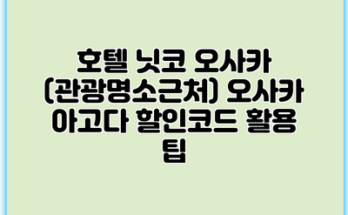 호텔 닛코 오사카 (관광명소근처) 오사카 아고다 할인코드 활용 팁