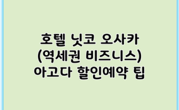 호텔 닛코 오사카 (역세권 비즈니스) 아고다 할인예약 팁