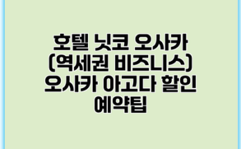 호텔 닛코 오사카 (역세권 비즈니스) 오사카 아고다 할인 예약팁