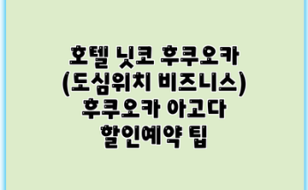 호텔 닛코 후쿠오카 (도심위치 비즈니스) 후쿠오카 아고다 할인예약 팁