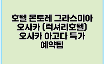 호텔 몬토레 그라스미아 오사카 (럭셔리호텔) 오사카 아고다 특가 예약팁