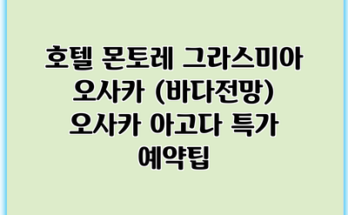 호텔 몬토레 그라스미아 오사카 (바다전망) 오사카 아고다 특가 예약팁