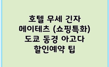 호텔 무세 긴자 메이테츠 (쇼핑특화) 도쿄 동경 아고다 할인예약 팁