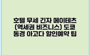 호텔 무세 긴자 메이테츠 (역세권 비즈니스) 도쿄 동경 아고다 할인예약 팁