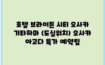호텔 브라이튼 시티 오사카 기타하마 (도심위치) 오사카 아고다 특가 예약팁