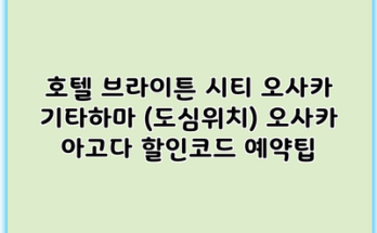 호텔 브라이튼 시티 오사카 기타하마 (도심위치) 오사카 아고다 할인코드 예약팁