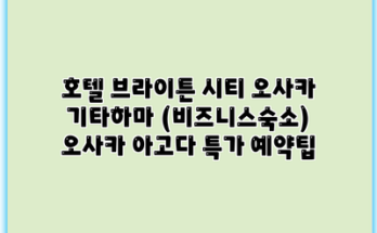 호텔 브라이튼 시티 오사카 기타하마 (비즈니스숙소) 오사카 아고다 특가 예약팁