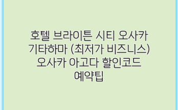 호텔 브라이튼 시티 오사카 기타하마 (최저가 비즈니스) 오사카 아고다 할인코드 예약팁