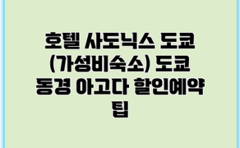 호텔 사도닉스 도쿄 (가성비숙소) 도쿄 동경 아고다 할인예약 팁
