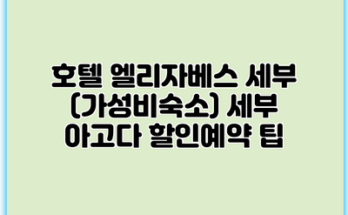 호텔 엘리자베스 세부 (가성비숙소) 세부 아고다 할인예약 팁