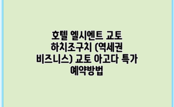 호텔 엘시엔트 교토 하치조구치 (역세권 비즈니스) 교토 아고다 특가 예약방법