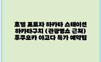 호텔 포르자 하카타 스테이션 하카타구치 (관광명소 근처) 후쿠오카 아고다 특가 예약팁