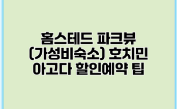홈스테드 파크뷰 (가성비숙소) 호치민 아고다 할인예약 팁