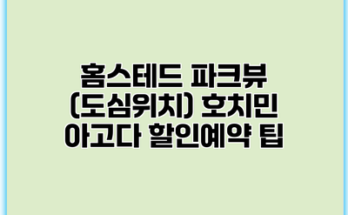 홈스테드 파크뷰 (도심위치) 호치민 아고다 할인예약 팁