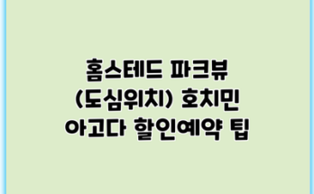 홈스테드 파크뷰 (도심위치) 호치민 아고다 할인예약 팁