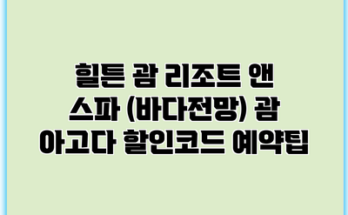힐튼 괌 리조트 앤 스파 (바다전망) 괌 아고다 할인코드 예약팁