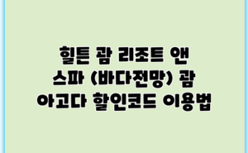 힐튼 괌 리조트 앤 스파 (바다전망) 괌 아고다 할인코드 이용법