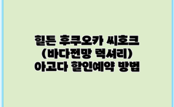 힐튼 후쿠오카 씨호크 (바다전망 럭셔리) 아고다 할인예약 방법
