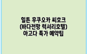 힐튼 후쿠오카 씨호크 (바다전망 럭셔리호텔) 아고다 특가 예약팁